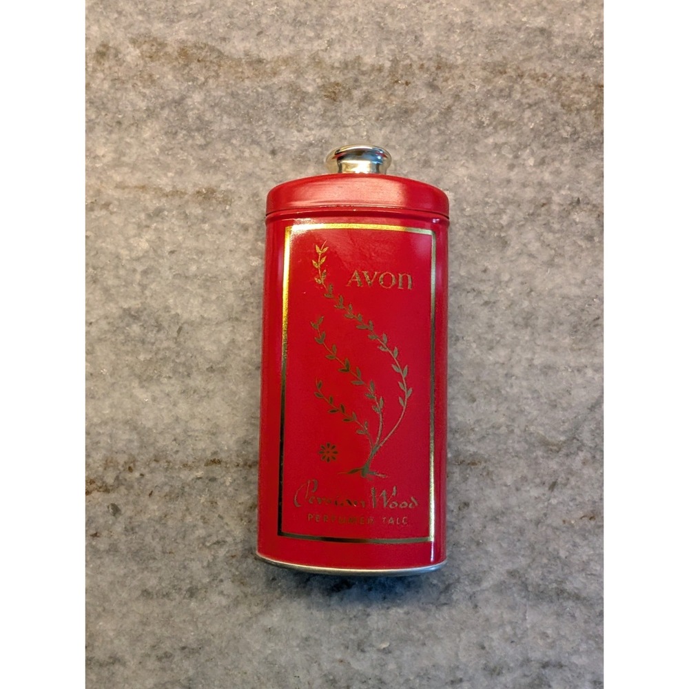 Vintage‎ Avon Persian Wood Perfumed Talc Powder RED TIN with Powder